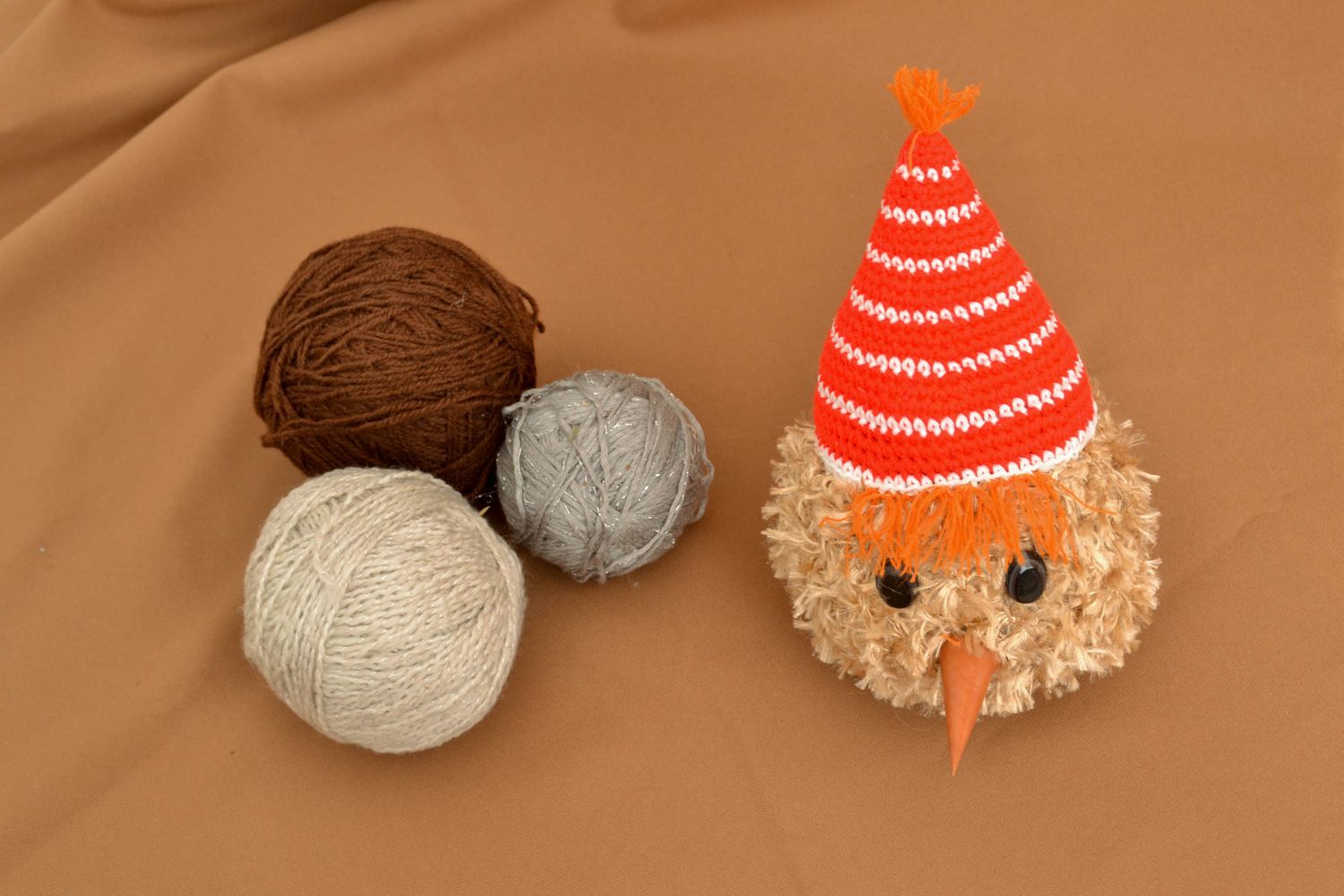 Doudou tricoté original Oiseau en bonnet photo 5