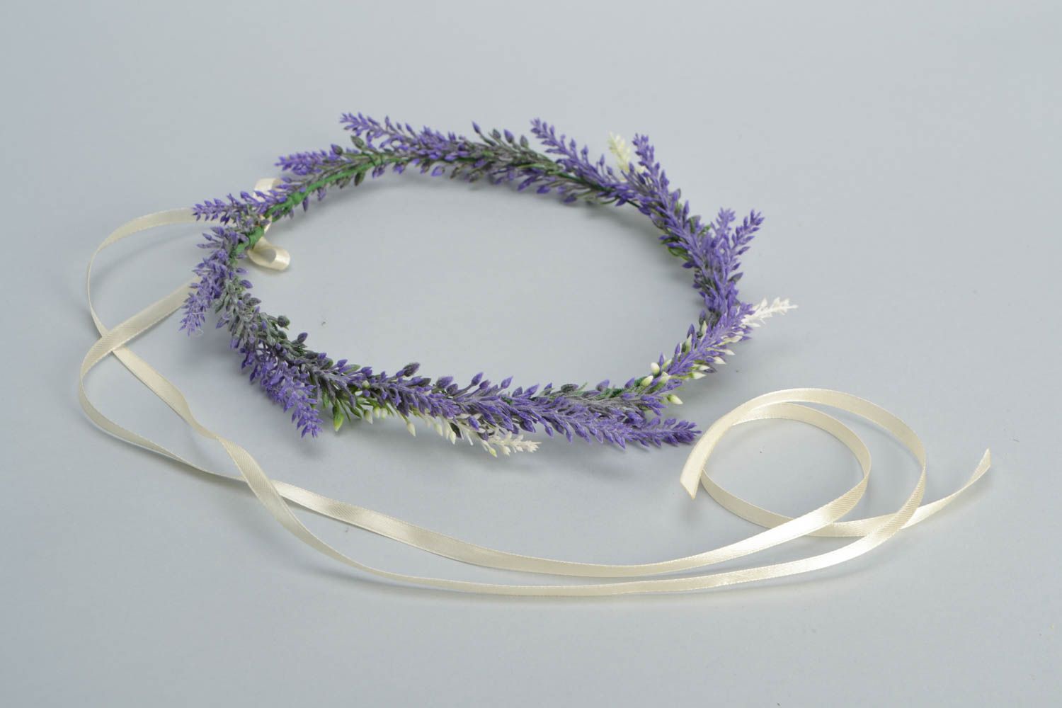 Headband with artificial flowers Lavender photo 3