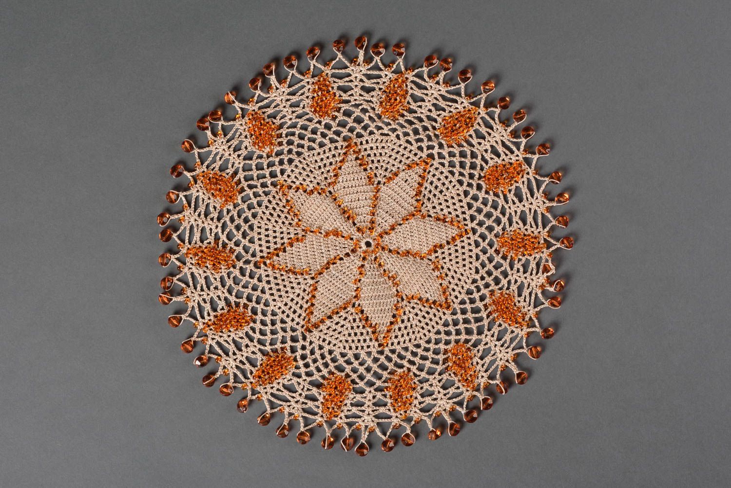 Napperon rond décoré fait main Textile de table au crochet Déco maison photo 3