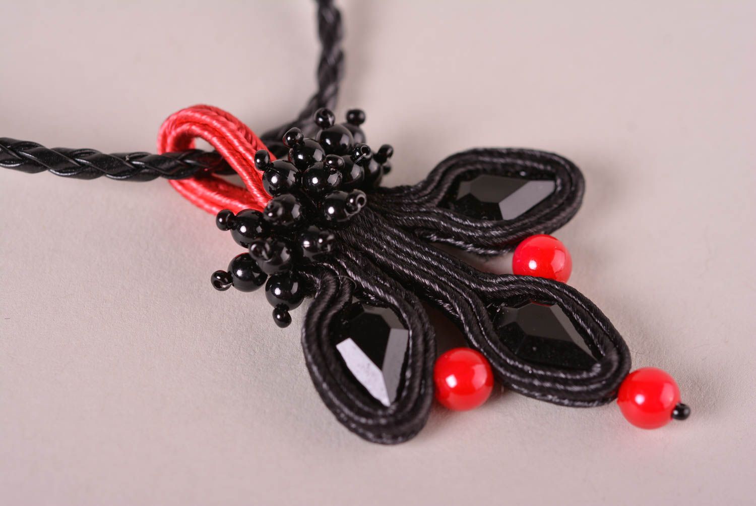 Handmade soutache pendant unusual design pendant soutache jewelry women gifts   photo 2