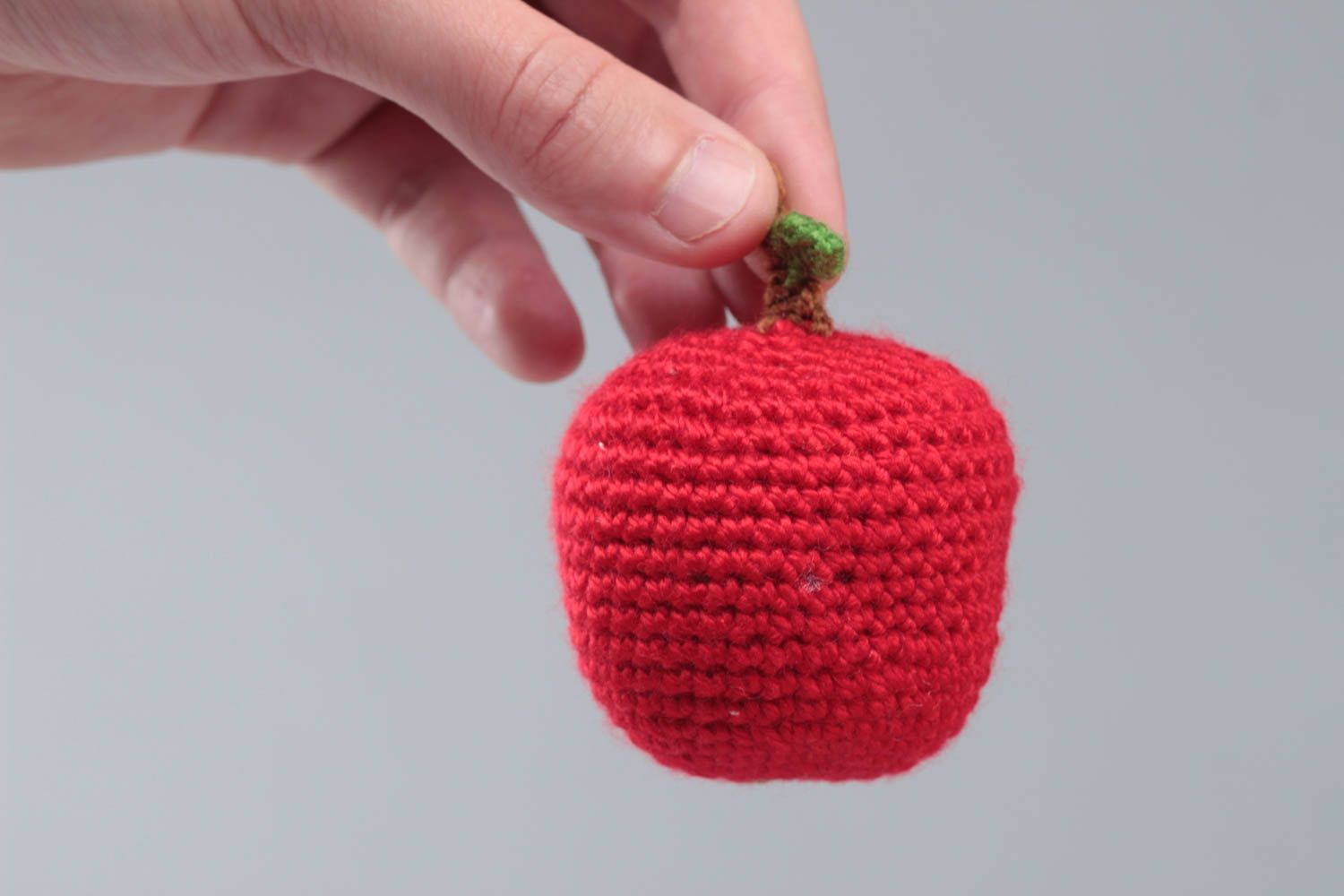 Handmade small crochet soft toy red apple for kids and interior decoration photo 5