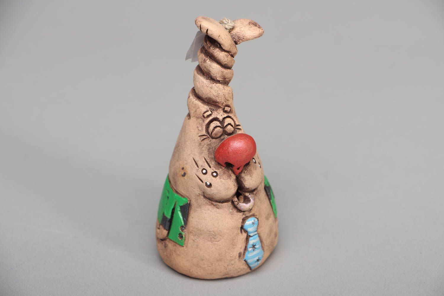 Handmade ceramic bell with painting Rabbit photo 1