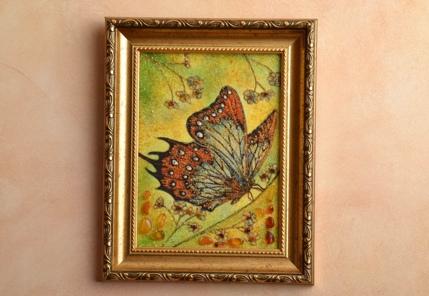 Amber decorated picture Butterfly photo 1