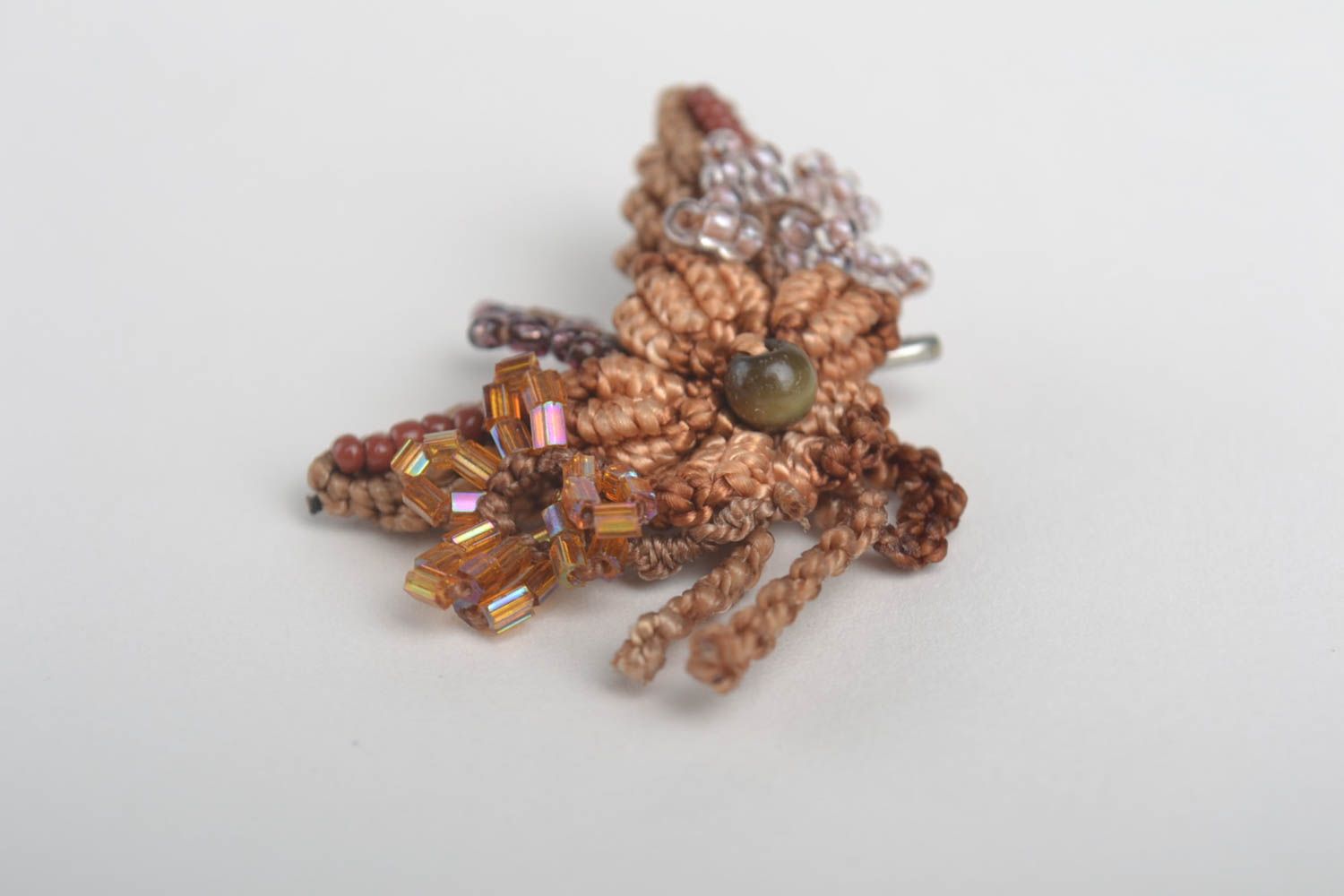Handmade brooch macrame brooch designer jewelry unusual gift for girls photo 4