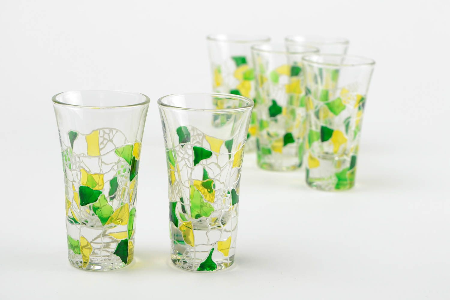 Handmade farbige Trinkgläser in Grün Geschirr Set 6 Stück Deko für Küche foto 4