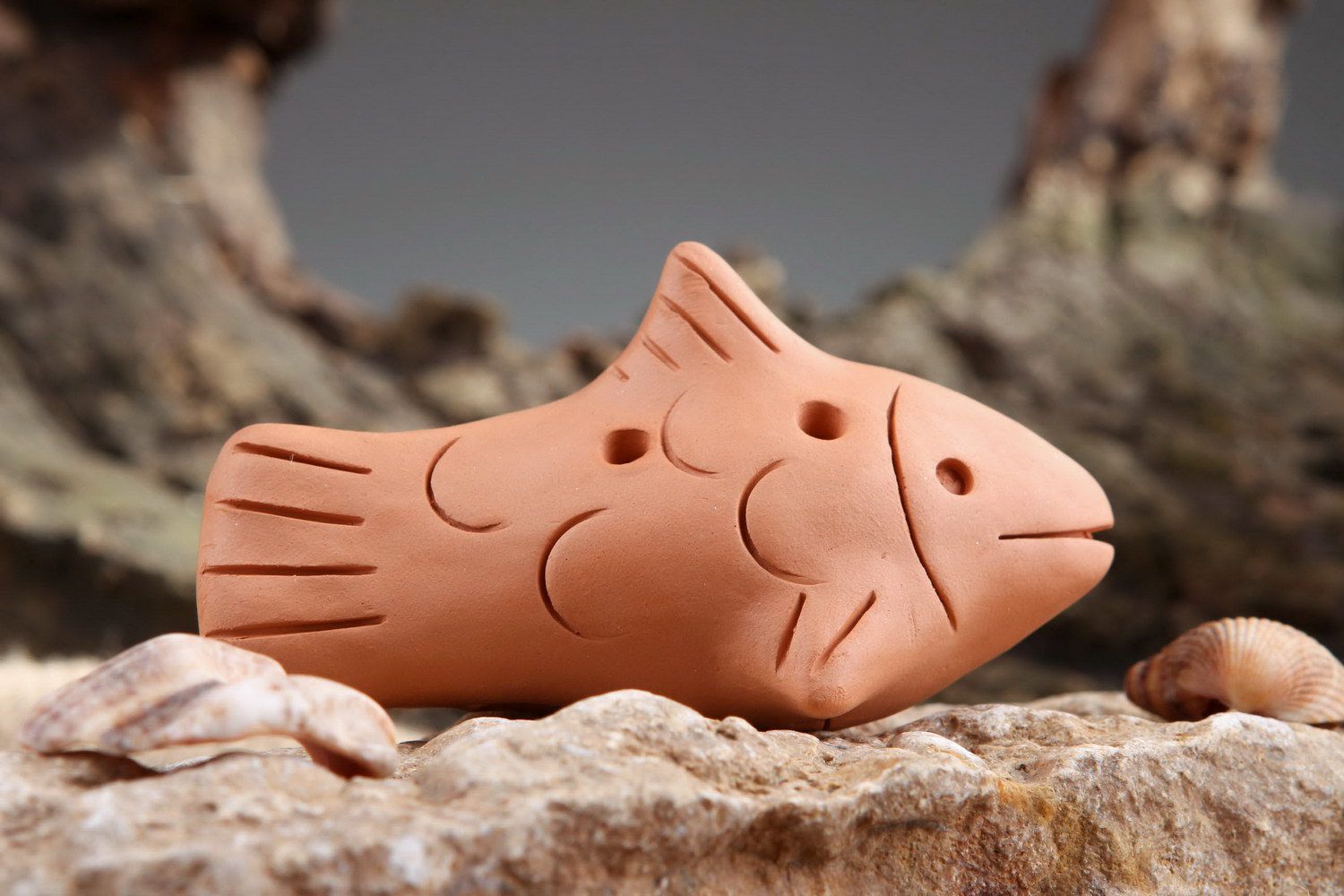 Керамическая свистулька Рыбка музыкальный инструмент и детская игрушка фото 1