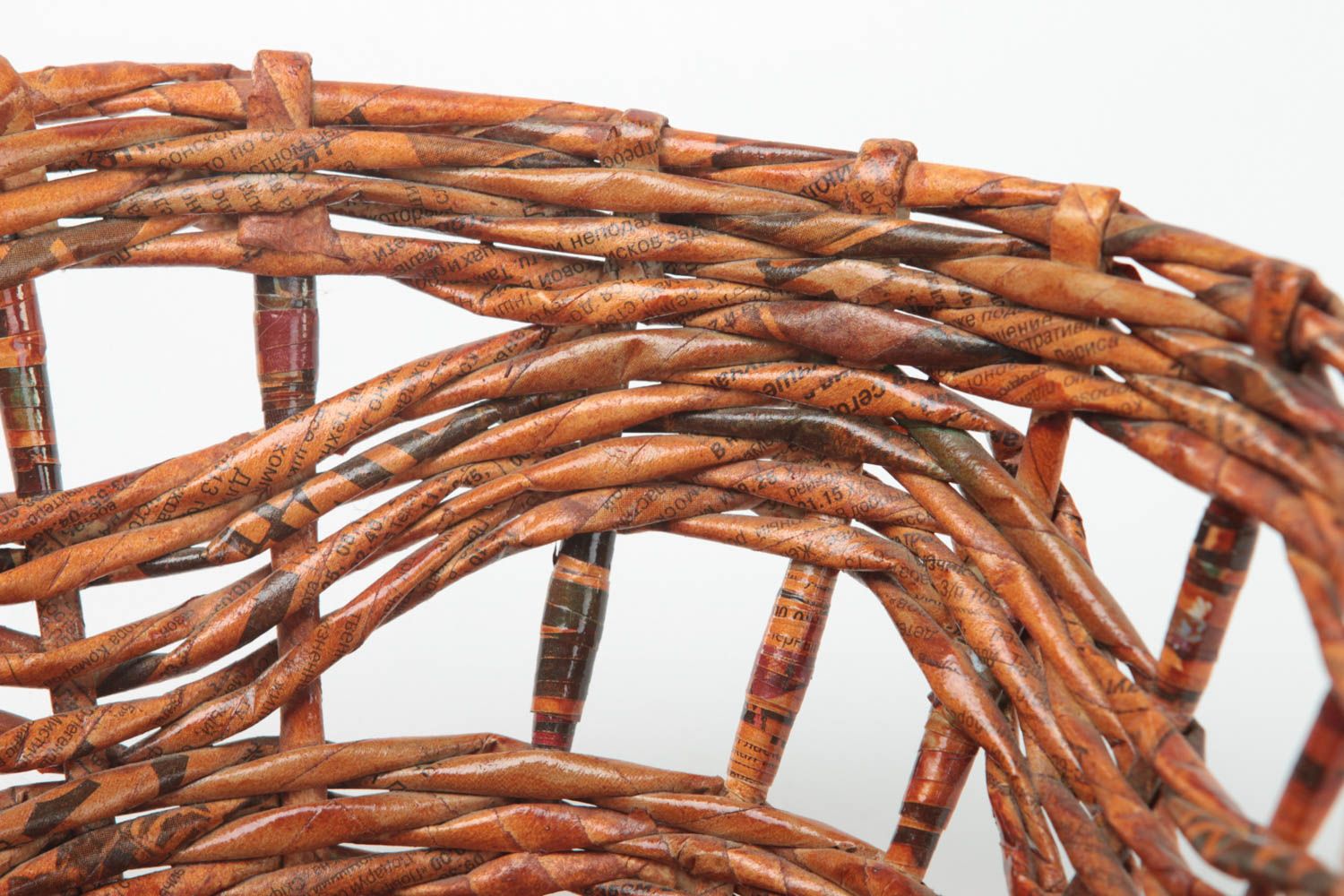 Handmade wooden straw 10 inches wide yarn basket 0,37 lb photo 3