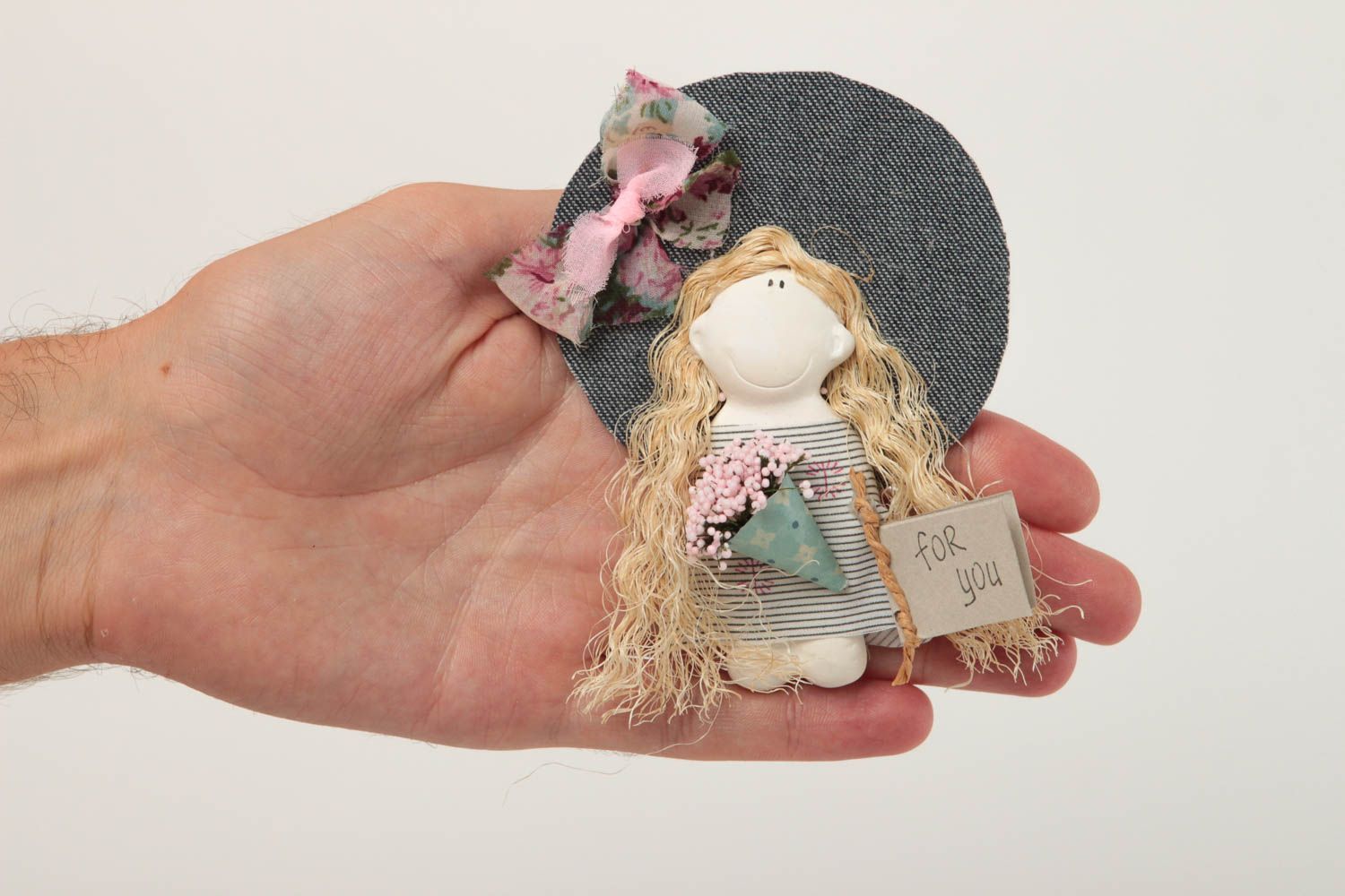Unusual handmade rag doll plaster doll textile toy decorative use only photo 5