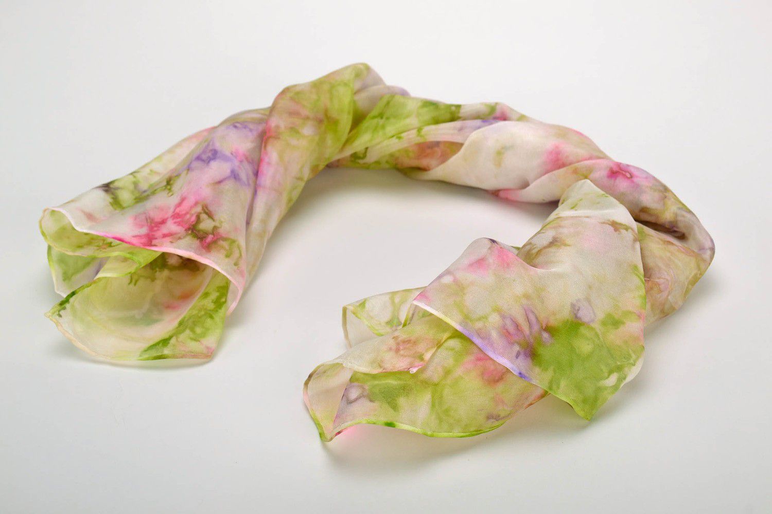 Шелковый платок салатовый фото 3