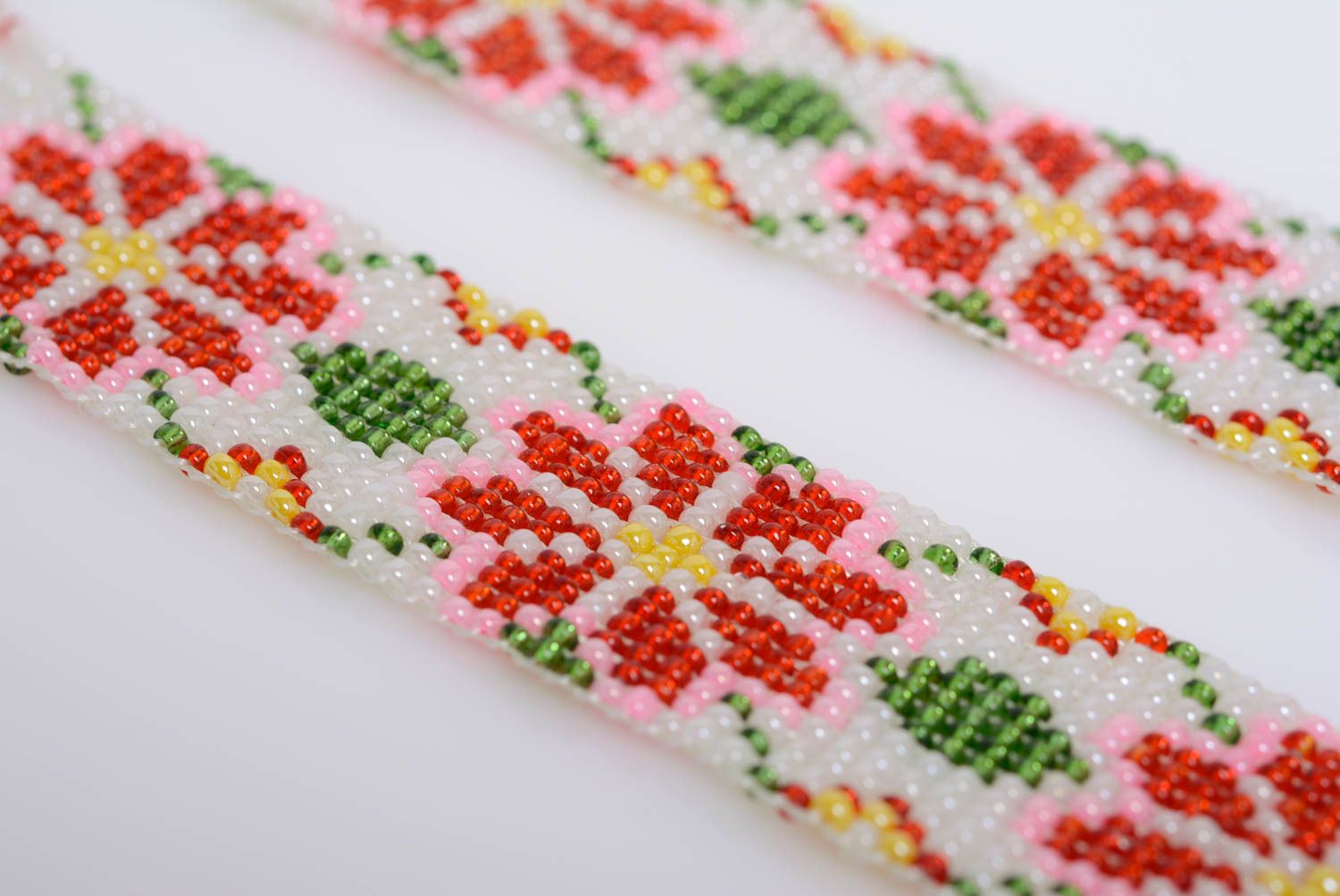 Gerdan beaded necklace long with flower pattern bright handmade jewelry photo 4