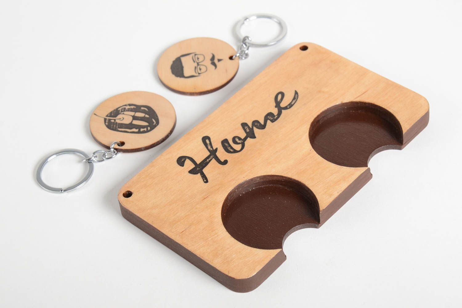 Брелки для ключей ручной работы сувениры из дерева брелки для телефона 2 шт фото 5