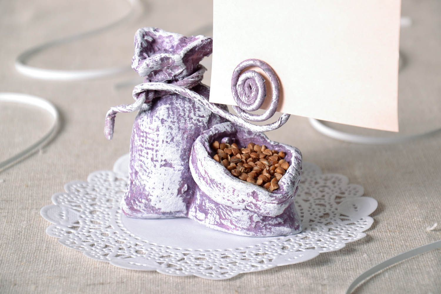 Plaster statuette Bags with Buckwheat photo 1