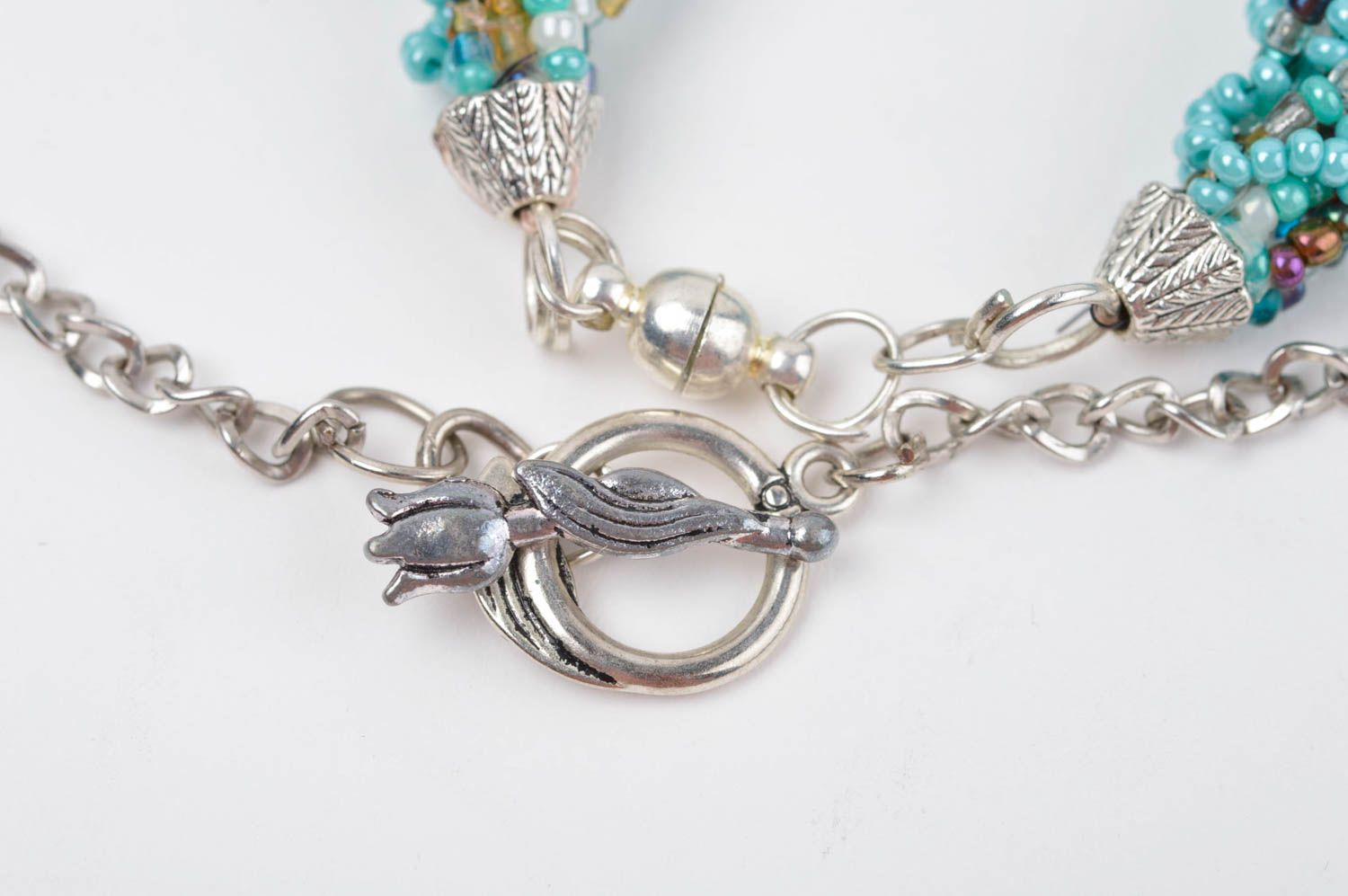 Designer Accessoires handmade Damen Armband Halskette Damen Schmuck Set blau foto 4
