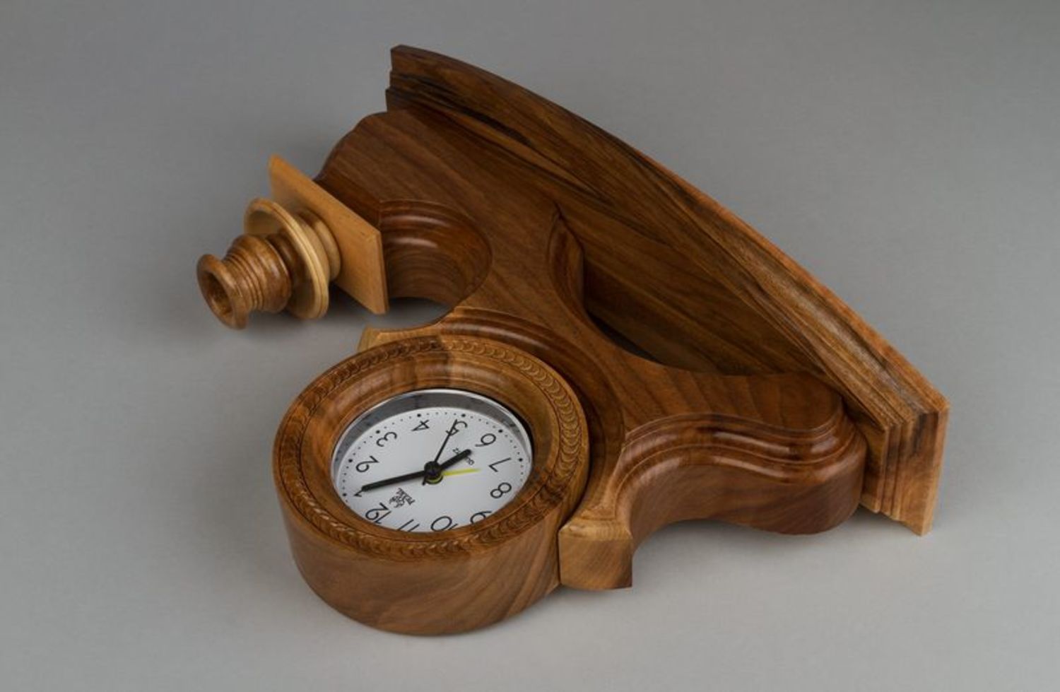Wooden clock with candlestick photo 5