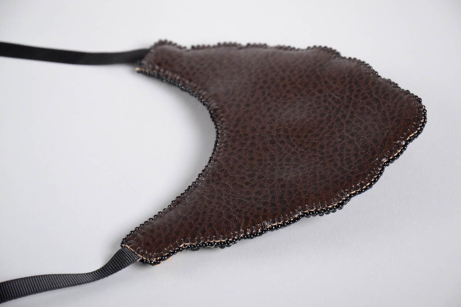 Glasperlen Schmuck handmade Damen Collier Geschenk für Frauen schwarz mit Ketten foto 4