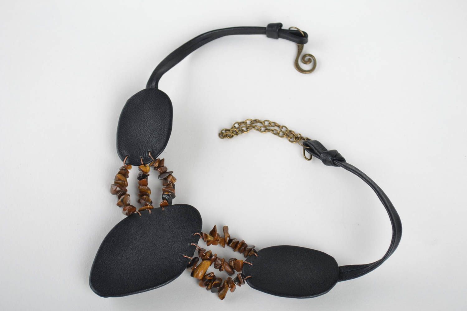 Handmade leather necklace designer leather jewelry handmade pendant gift photo 2
