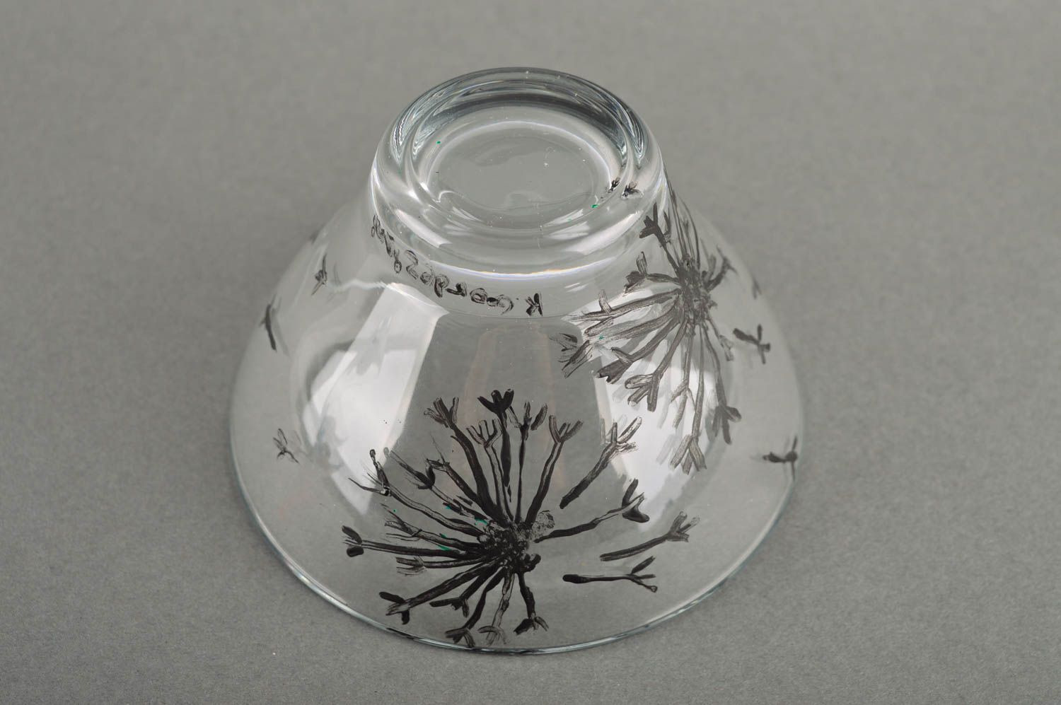 Декор для дома хэнд мэйд ваза для конфет маленькая стеклянная посуда Одуванчики фото 5