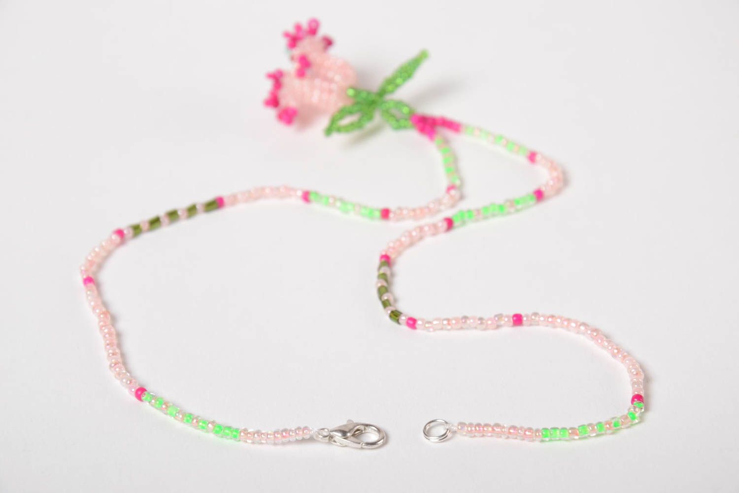 Handmade designer pendant beaded accessories for kids pink cute pendant photo 3