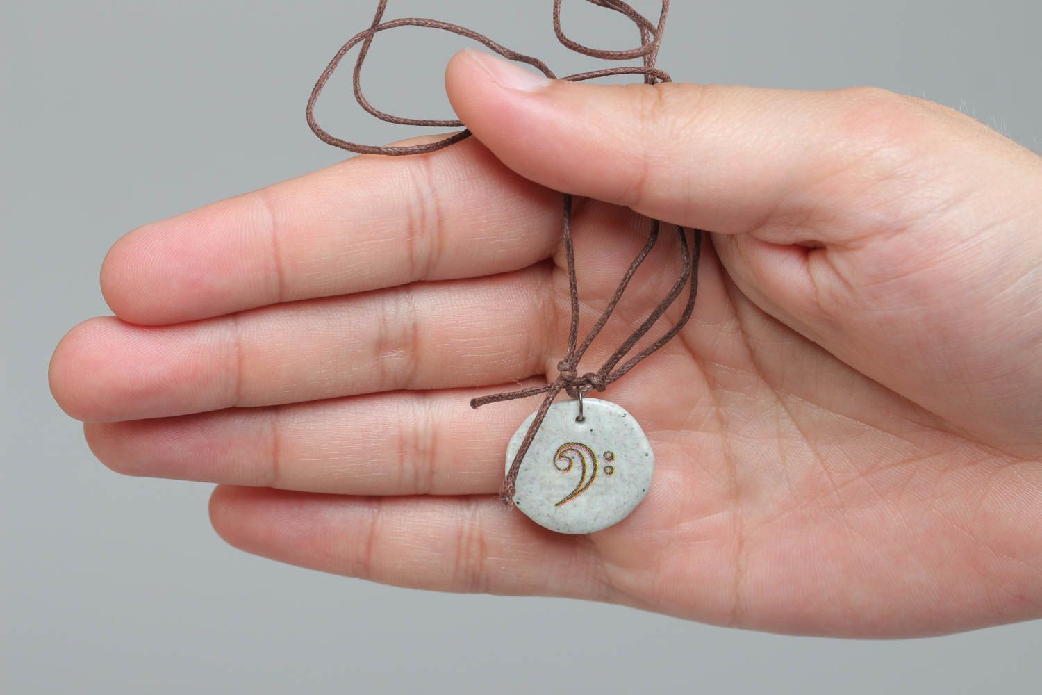 Handmade polymer clay stylish pendant with print beautiful designer accessory photo 5
