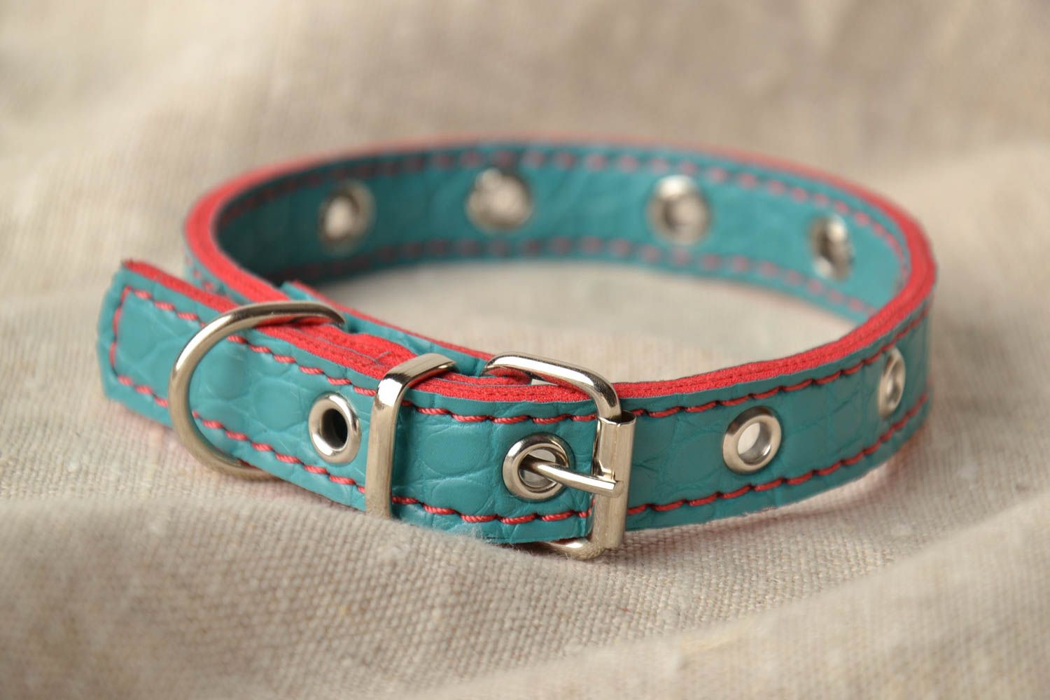Beautiful artificial leather dog collar photo 1
