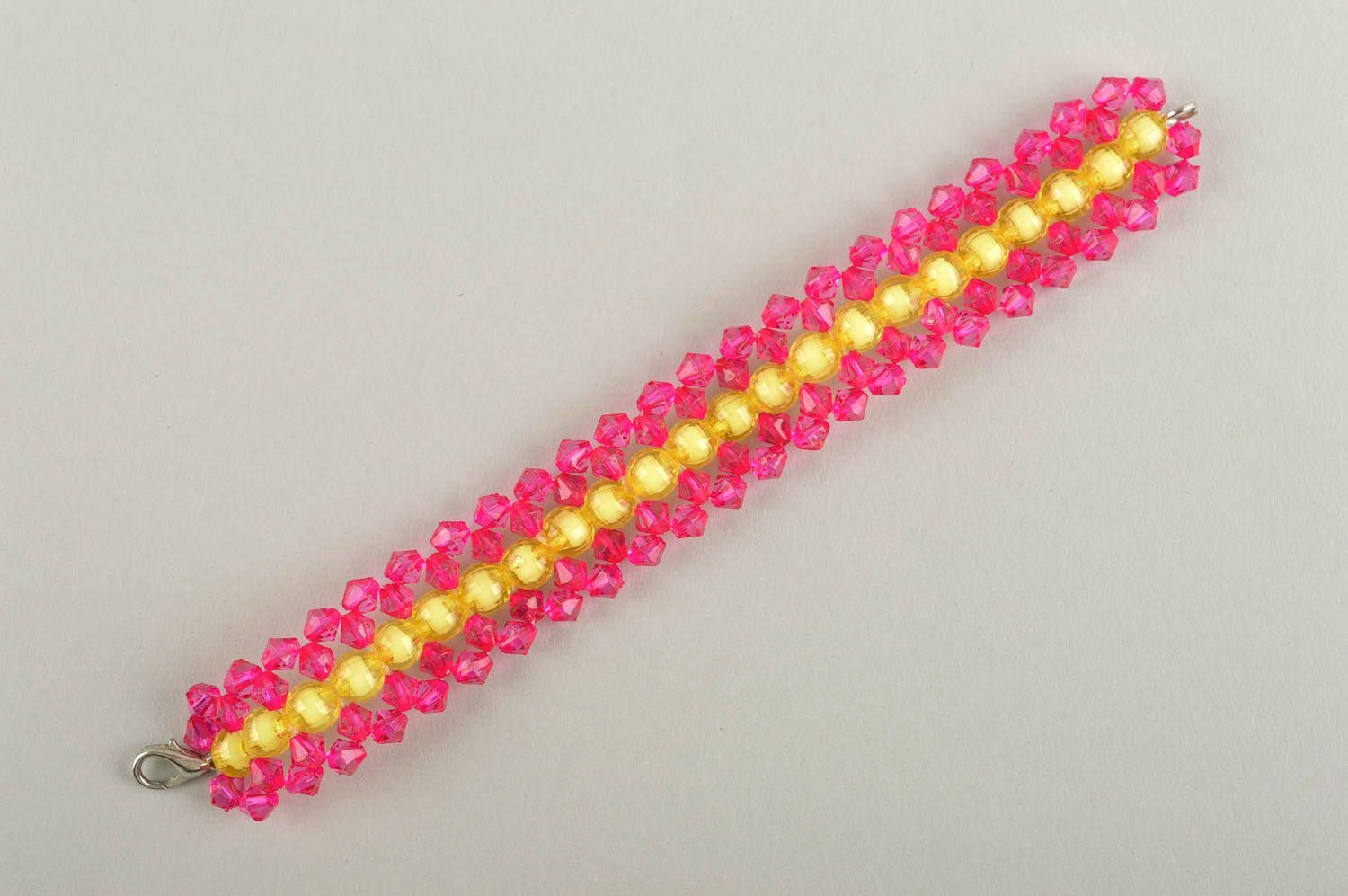 Pink and yellow beads narrow bracelet for girls photo 5