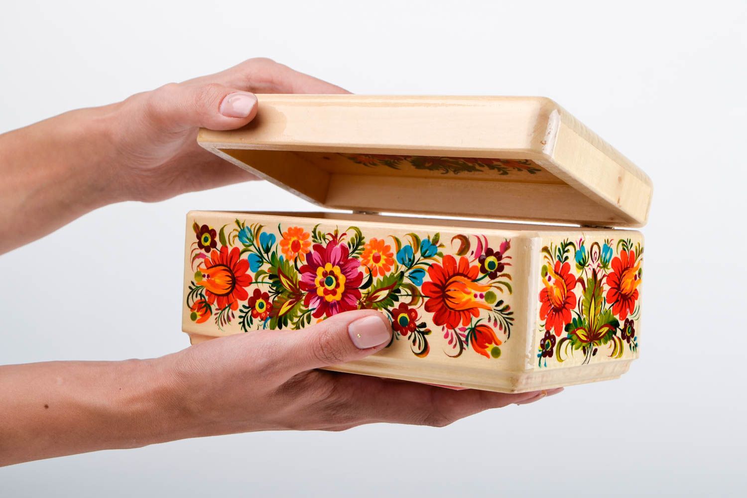 Homemade decorations wood jewelry box wooden box women accessories home decor photo 2