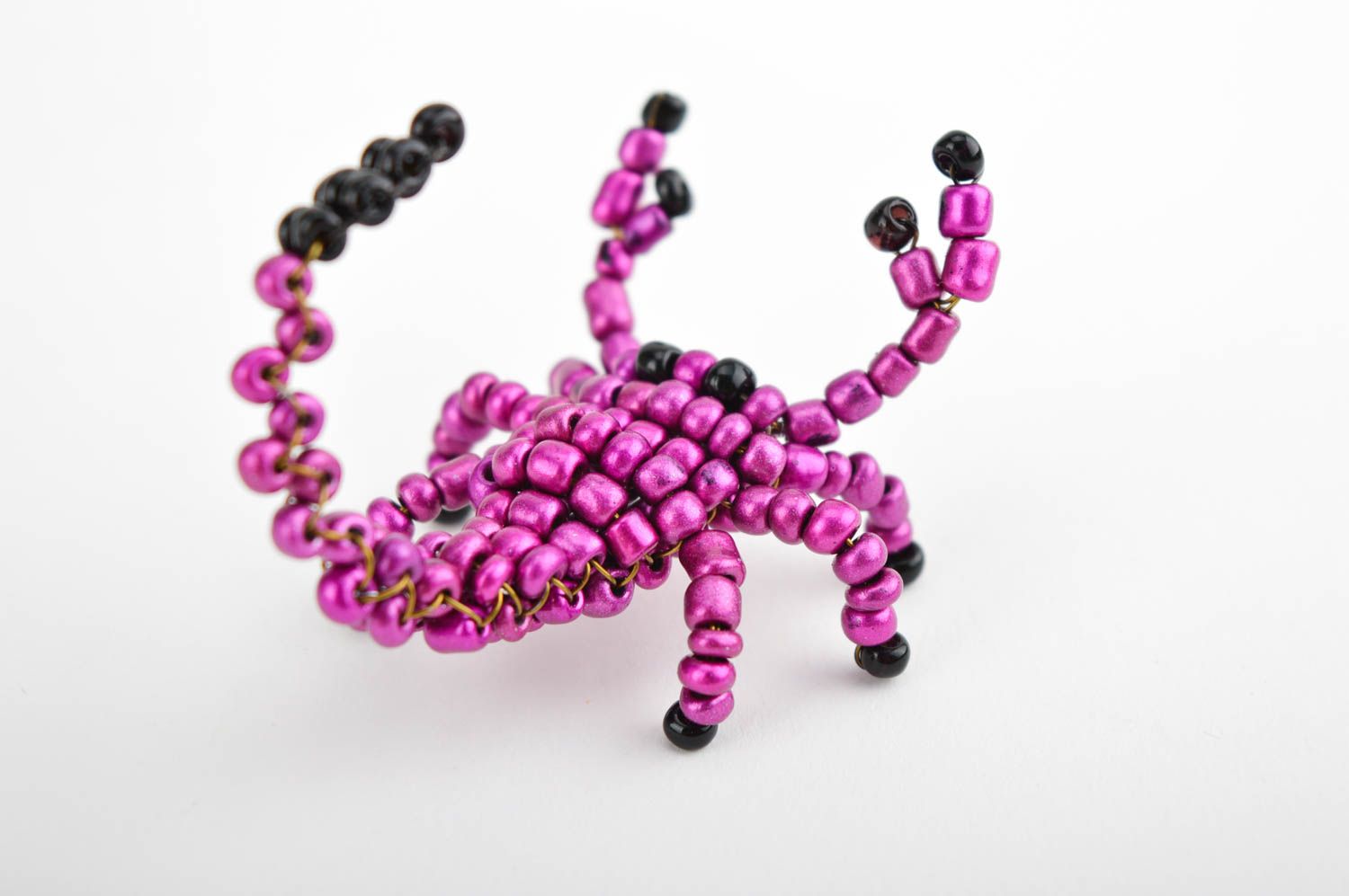 Handmade beaded figurine purple beaded scorpion beaded animals unusual gifts photo 5