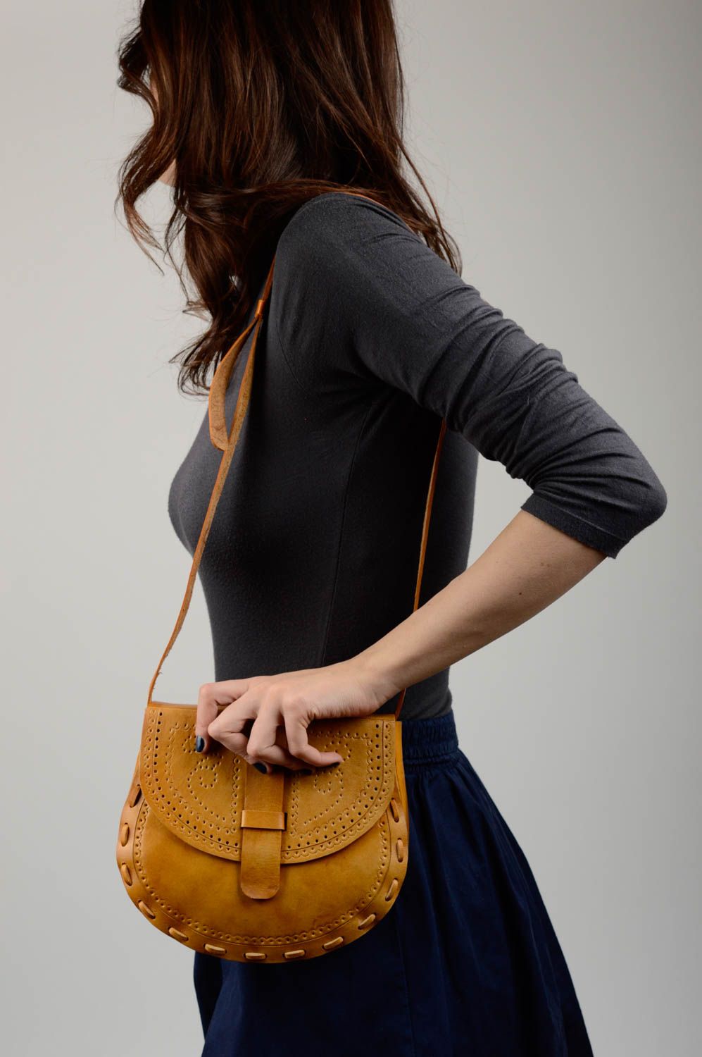 Handgeschaffene Leder Damentasche schöne Umhängetasche Damen Designer Accessoire foto 2
