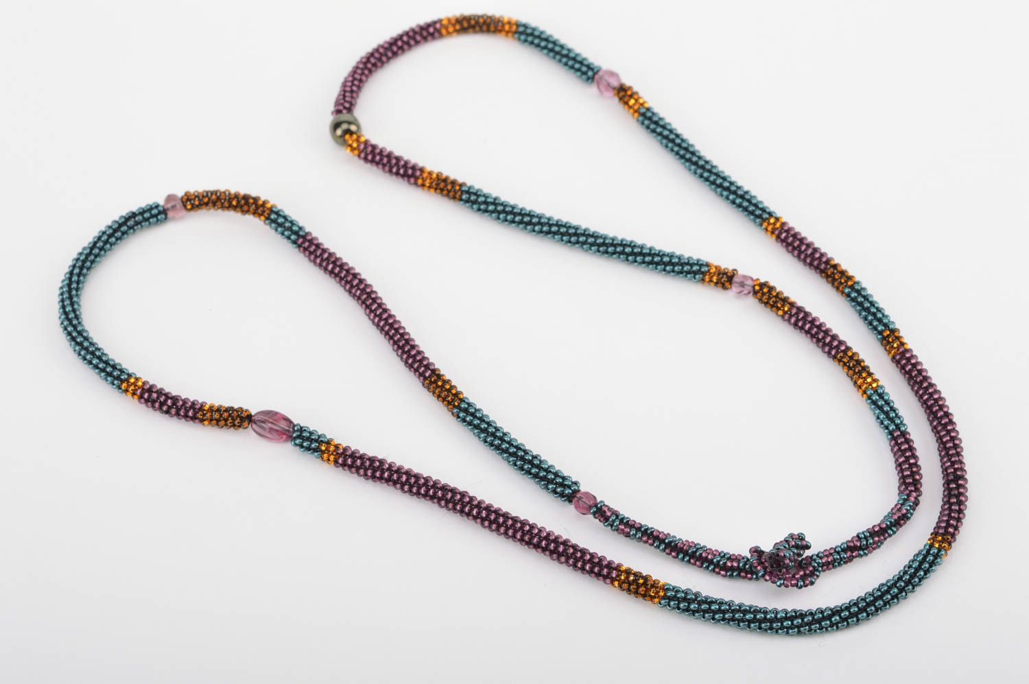 Beautiful colorful women's handmade designer beaded cord necklace photo 2