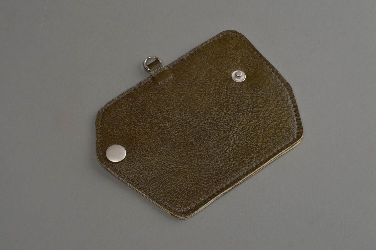 Étui porte-clés en vrai cuir fait main vert petit accessoire original déco photo 4