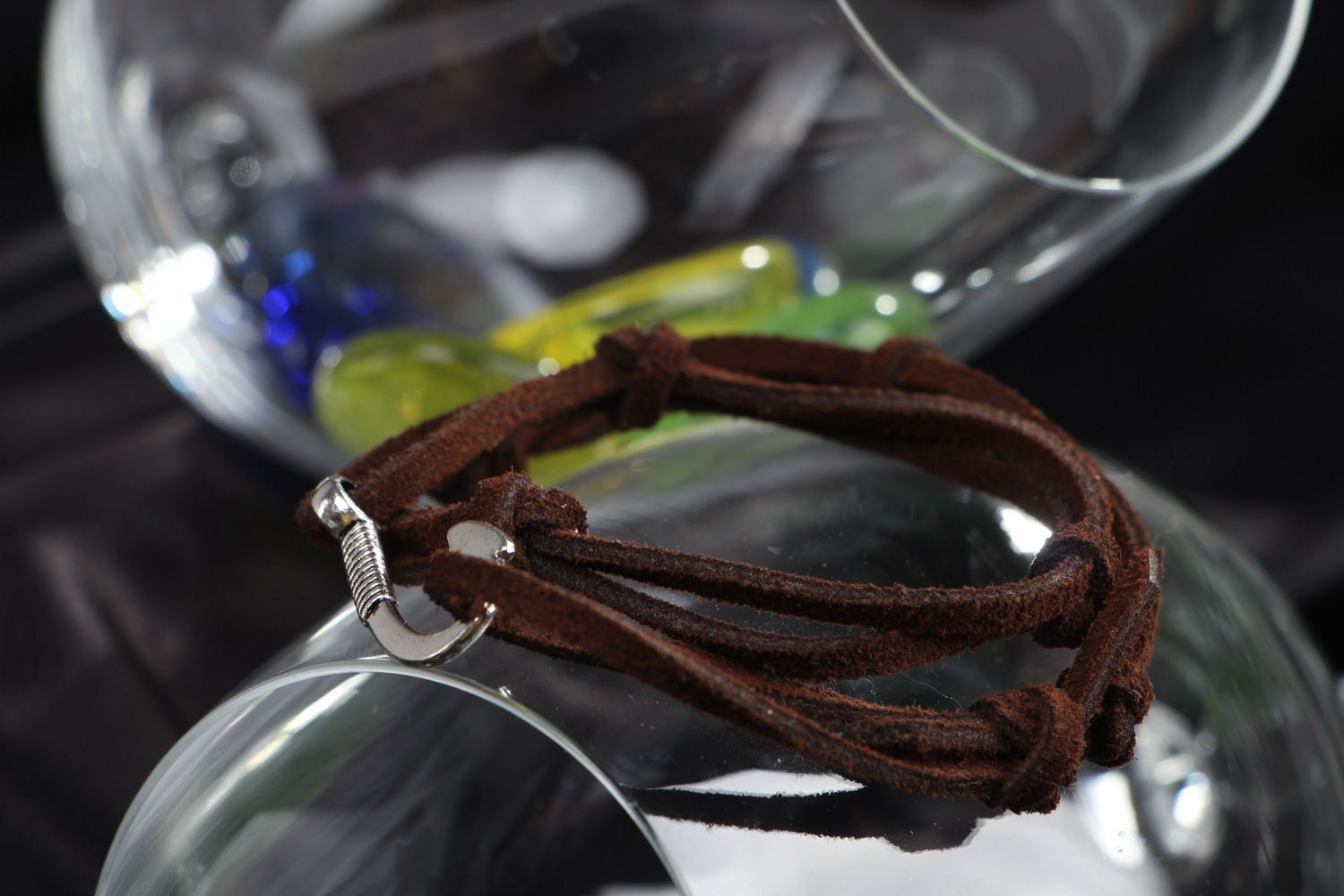 Handmade woven artificial suede wrist bracelet photo 4