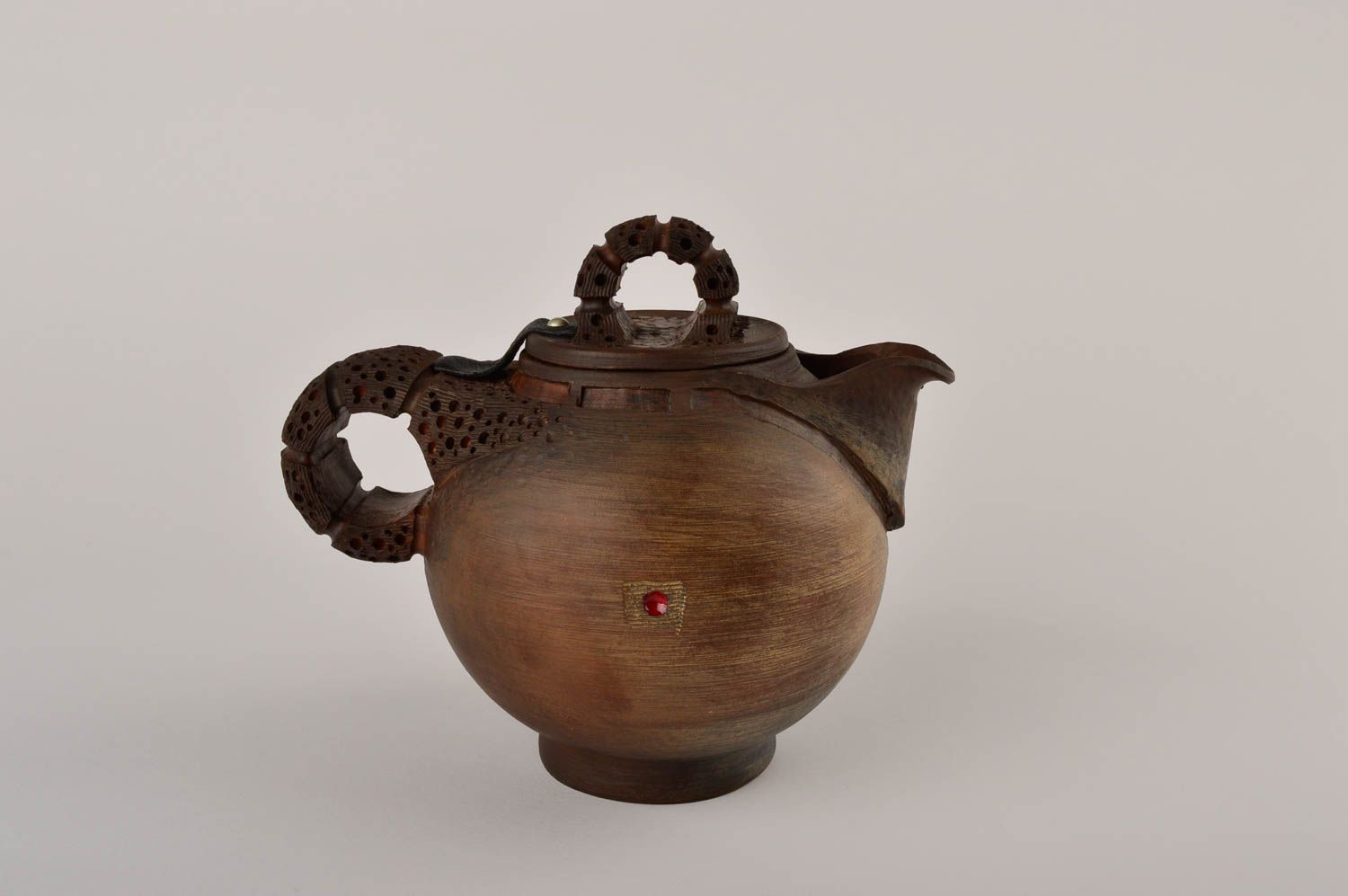 Handgefertigt Teekanne aus Keramik Tee Geschirr Küchen Zubehör in Braun foto 2