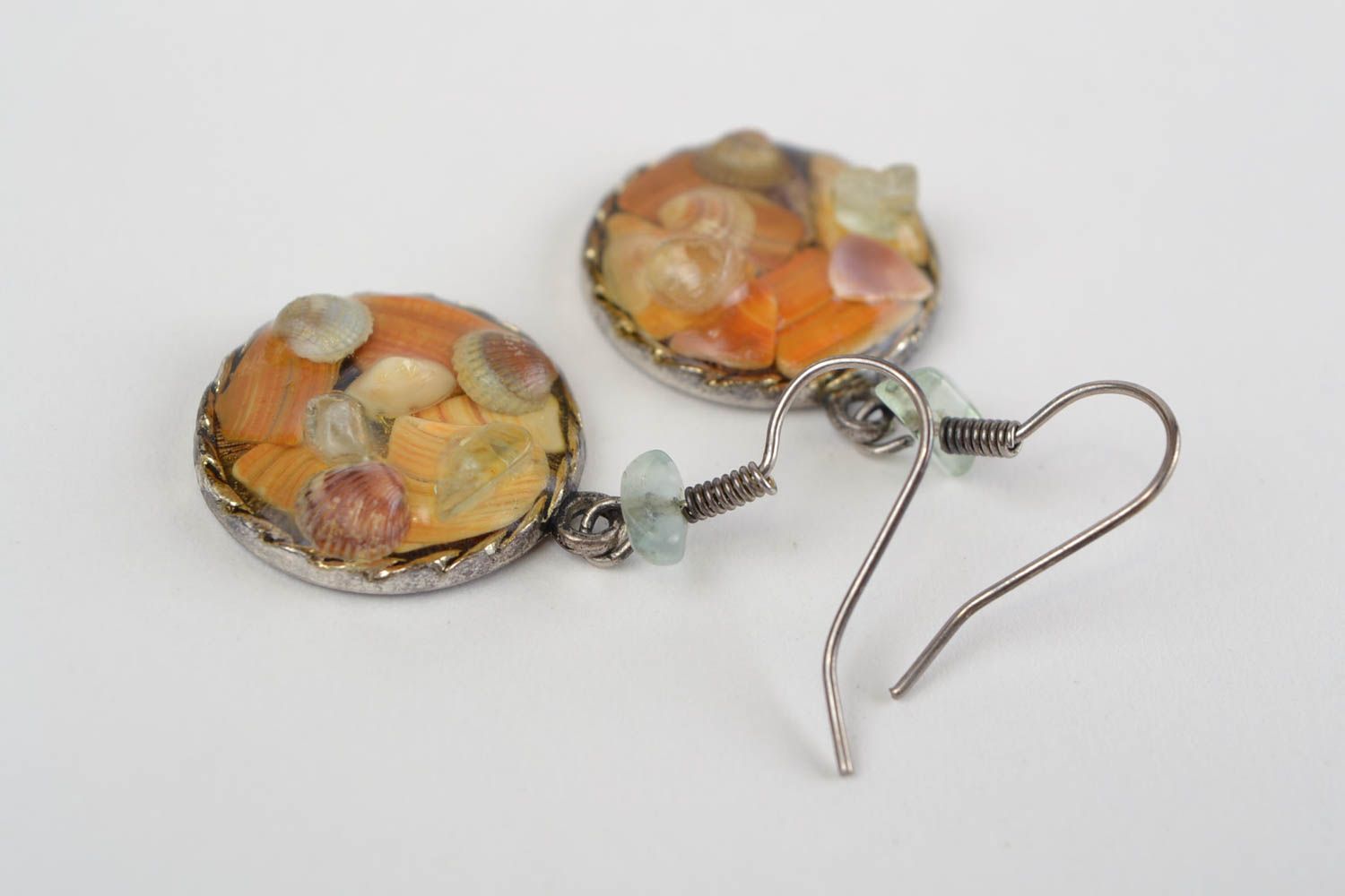 Handmade earrings round earrings earrings with natural stone unusual jewelry  photo 9