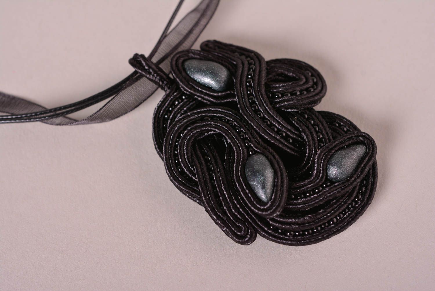 Handmade soutache pendant necklace charm necklace unique jewelry gifts for lady photo 3