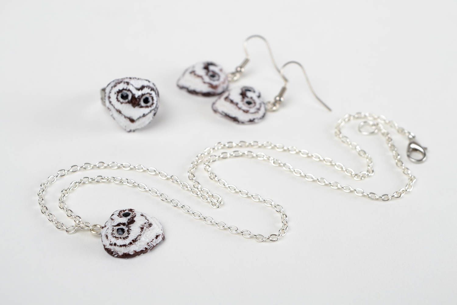 Handmade jewelry set plastic earrings plastic pendant plastic ring gifts for her photo 5