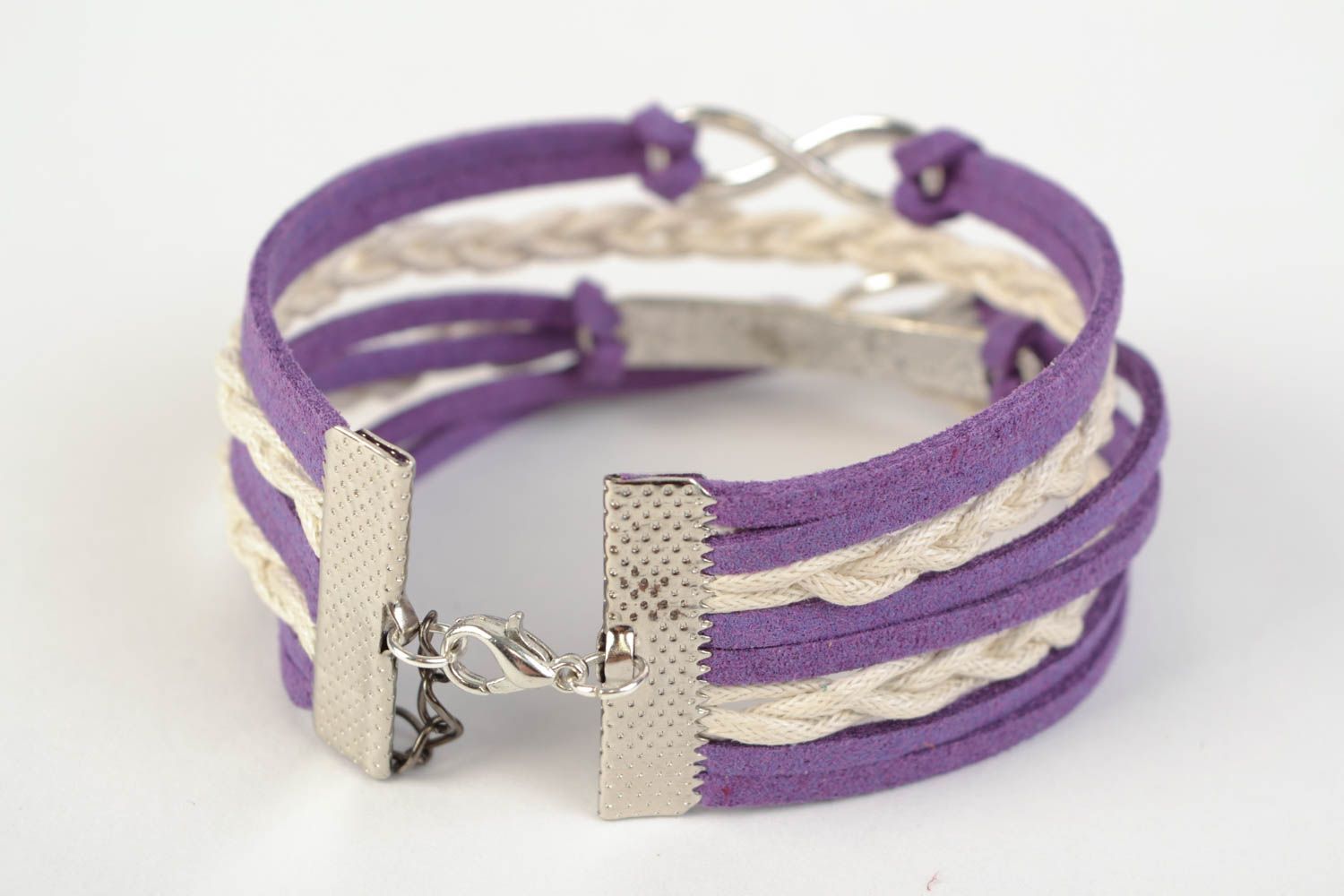 Handmade beautiful suede cord bracelet with metal charm and inscription Peace photo 4