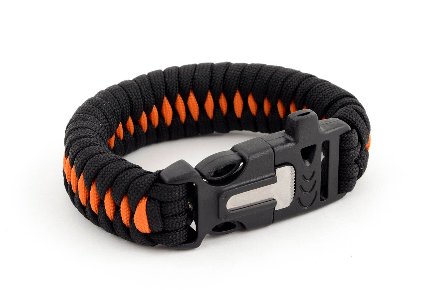 Handmade Paracord Armband schwarz orange Accessoire für Männer Survival Armband foto 2