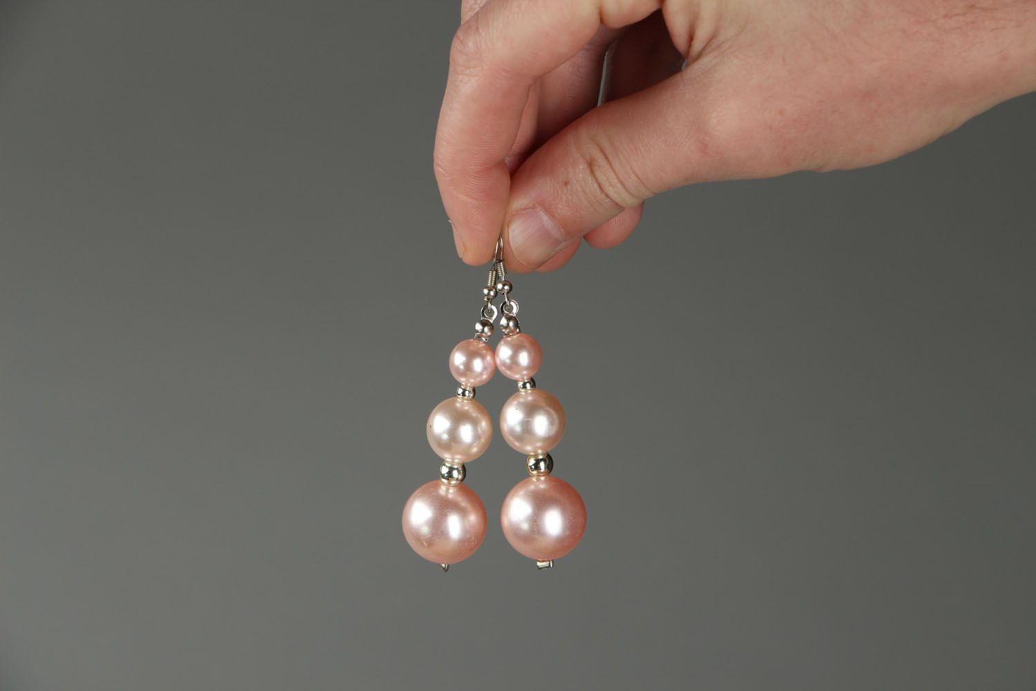 Earrings with pink beads photo 3