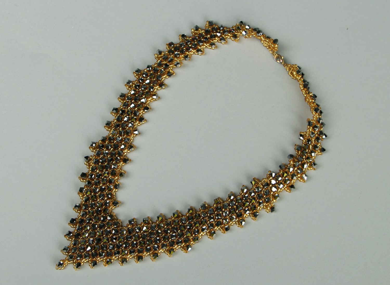 Triangular necklace made of czech beads photo 3