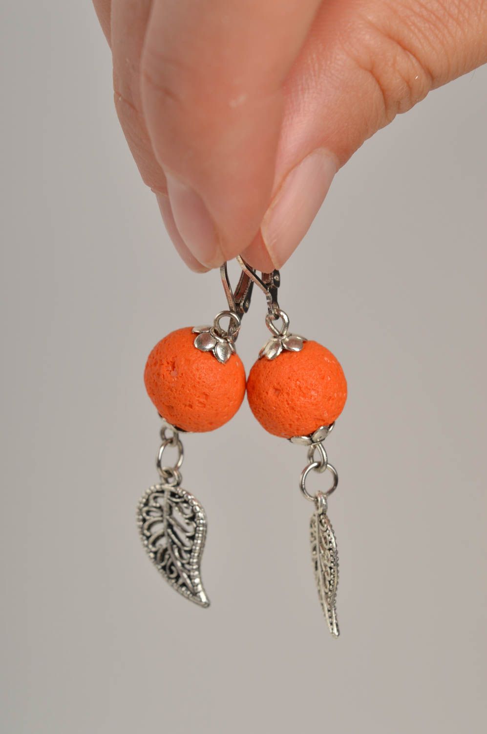 Украшение ручной работы серьги из полимерной глины модные серьги апельсинки фото 2