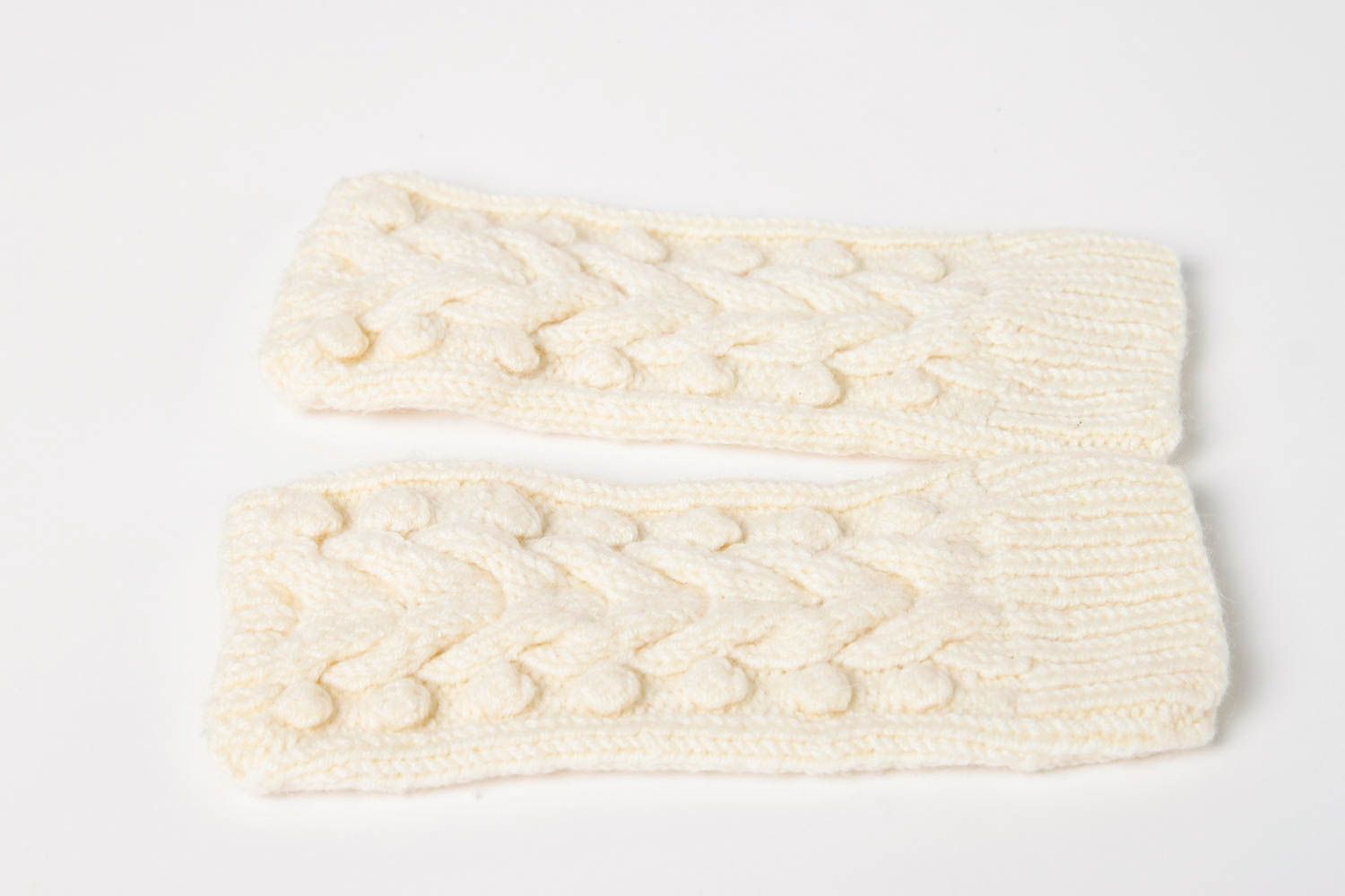 Handmade helle Damen Stulpen Winter Accessoire Handschuhe ohne Finger  foto 8