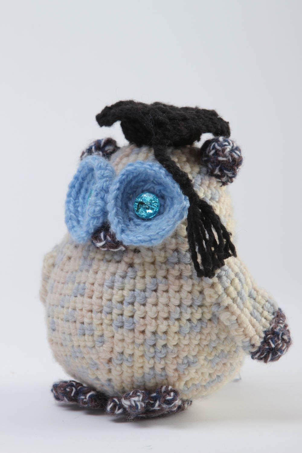 Jouet tricoté Peluche faite main petit hibou Cadeau enfant et décoration photo 2