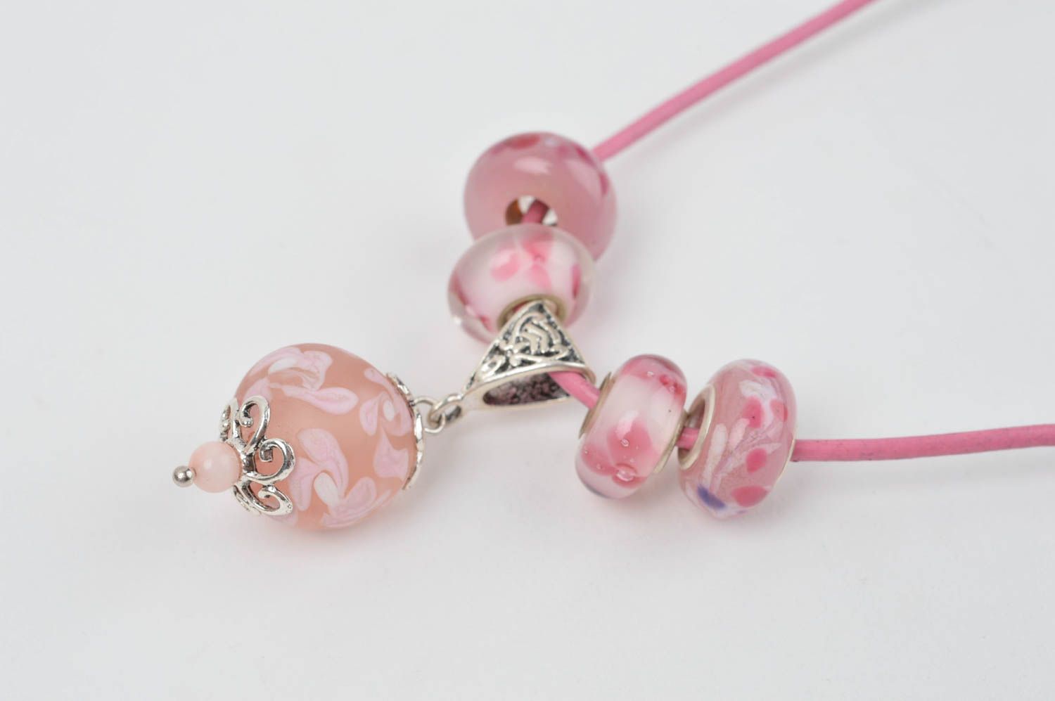 Colgante de cristal artesanal rosado accesorio para mujer bisutería de moda foto 3