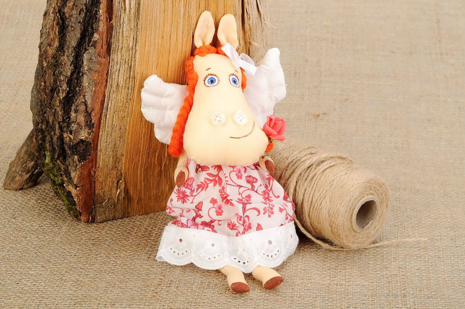 Fabric soft toy Horse Rose with wings photo 2