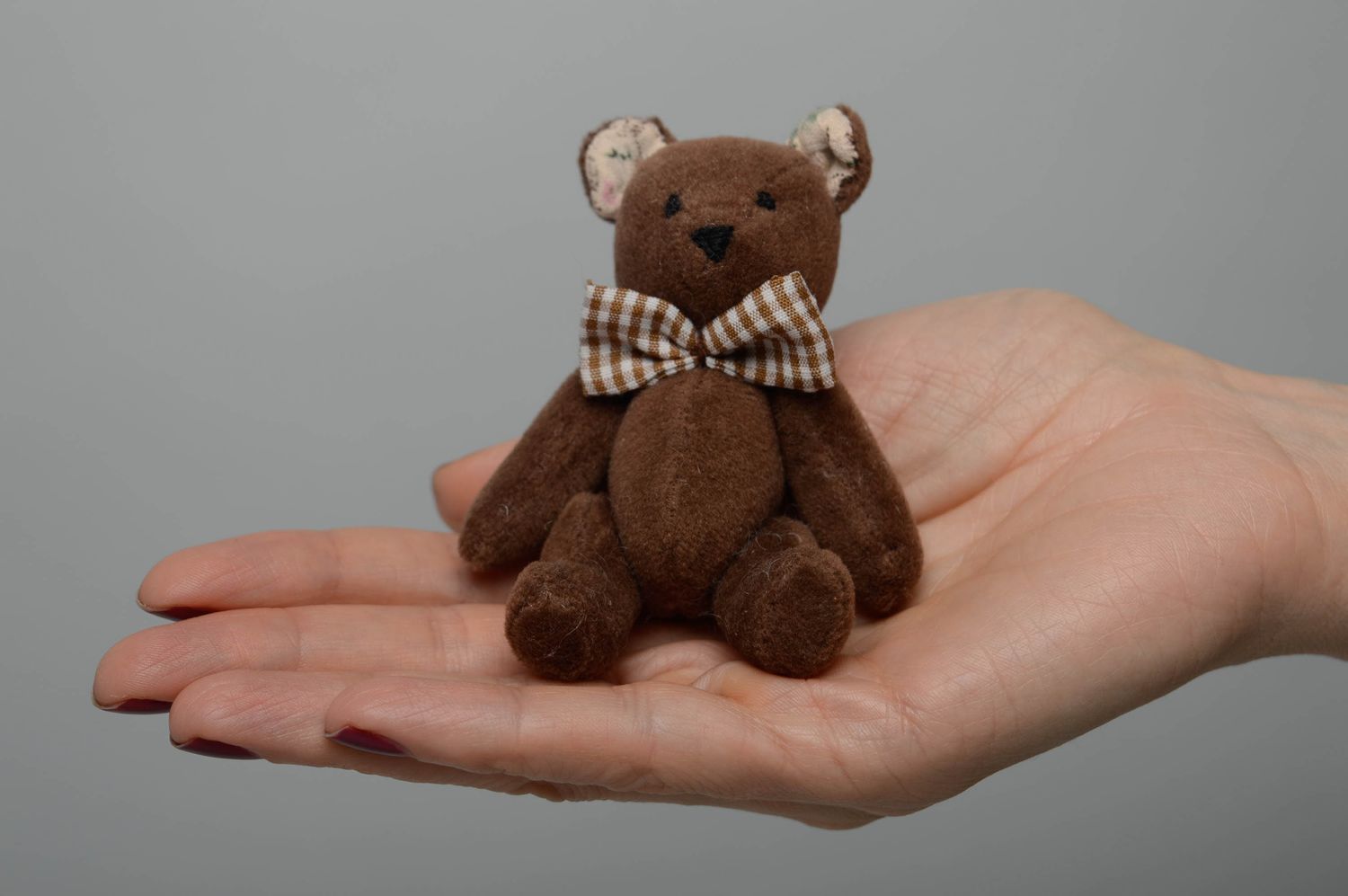 Small soft toy made of suede Bear photo 4