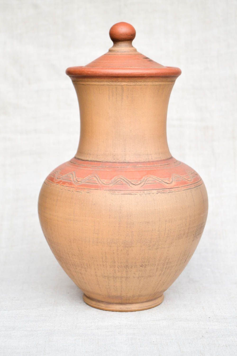 100 oz ceramic terracotta color water pitcher with lid and no handle 2 lb photo 5
