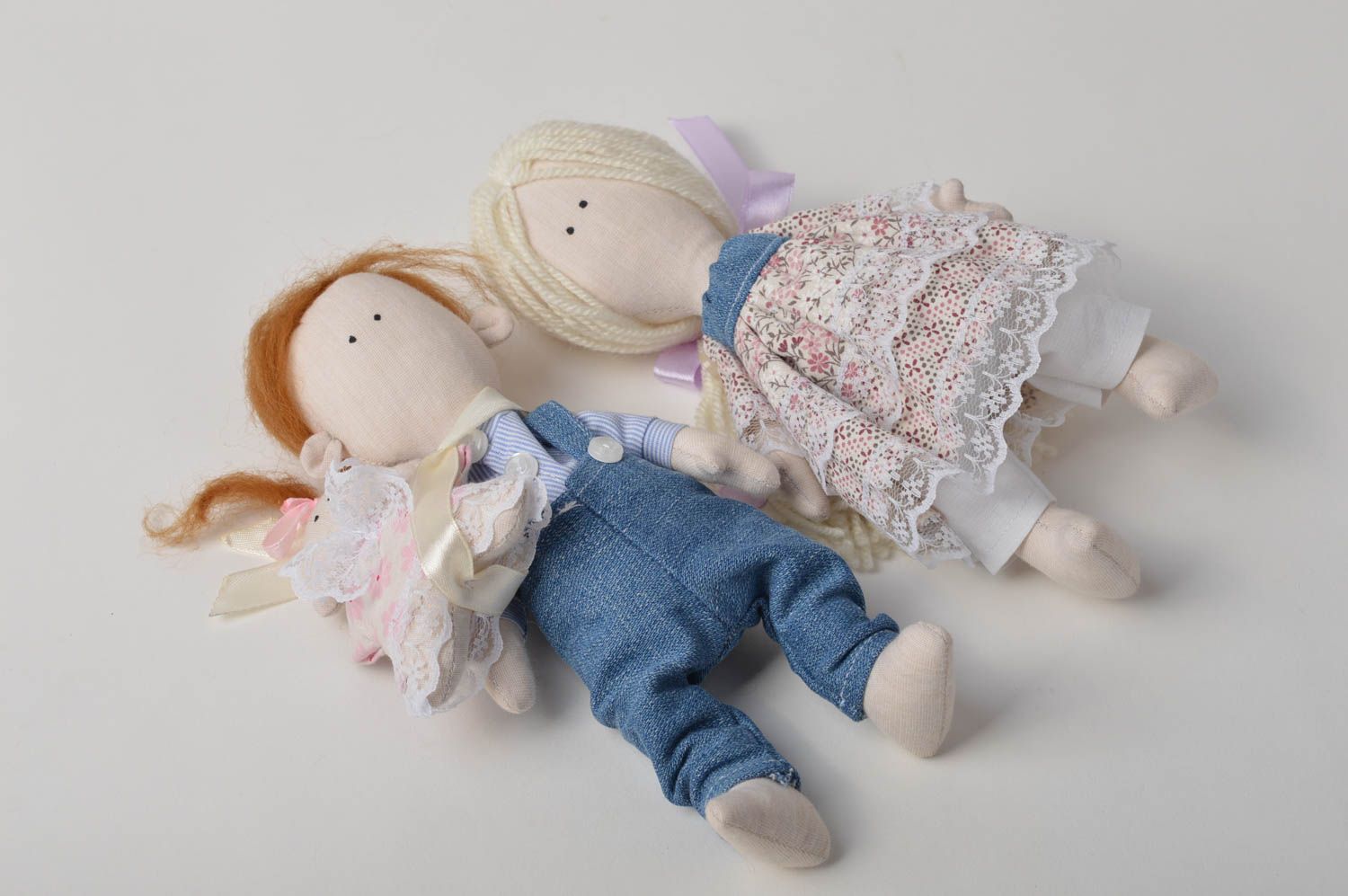 Puppen Set Handmade Geschenkideen für Kind Haus Dekoration Deko Puppen Familie foto 2