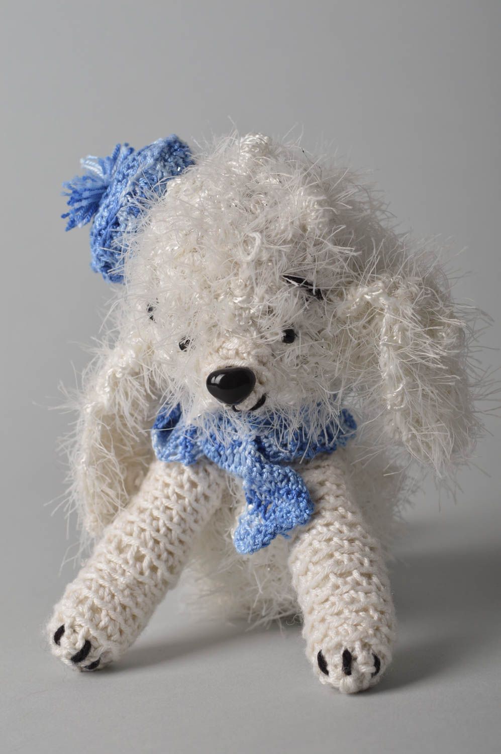 Handmade Spielzeug Hund Kuscheltier gehäkelt Geschenk Idee für Kinder Pudel foto 3