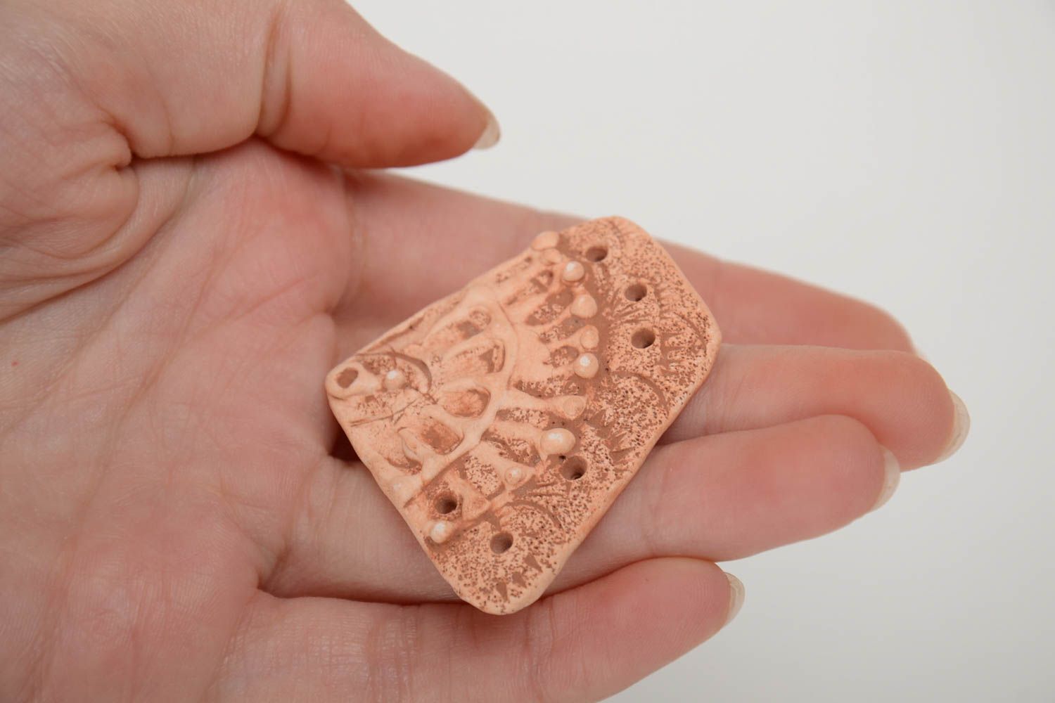 Beautiful handmade clay blank pendant DIY molded with patterns photo 5