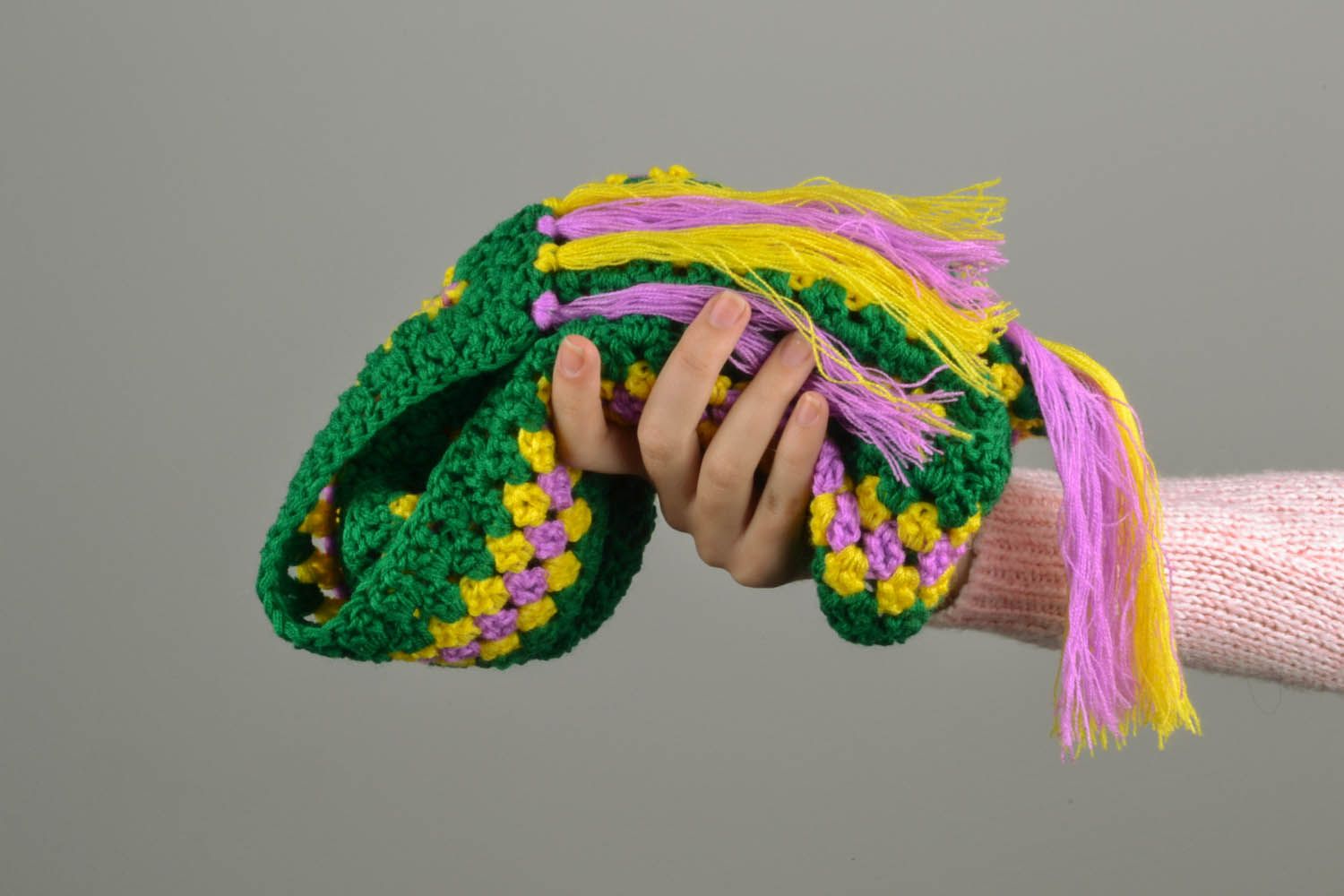 Узкий шарф-повязка ручной работы фото 5